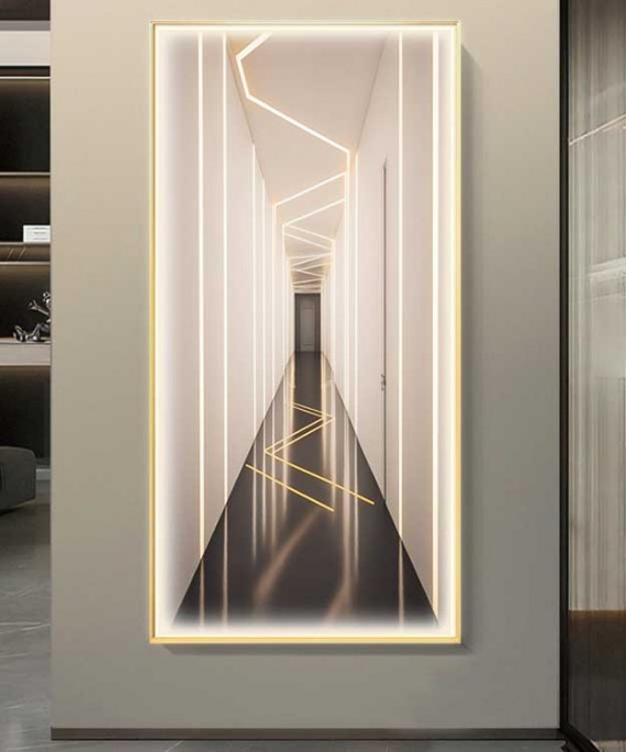 Gold Frame Entrance Panel in All Its Details Using Smart Lighting